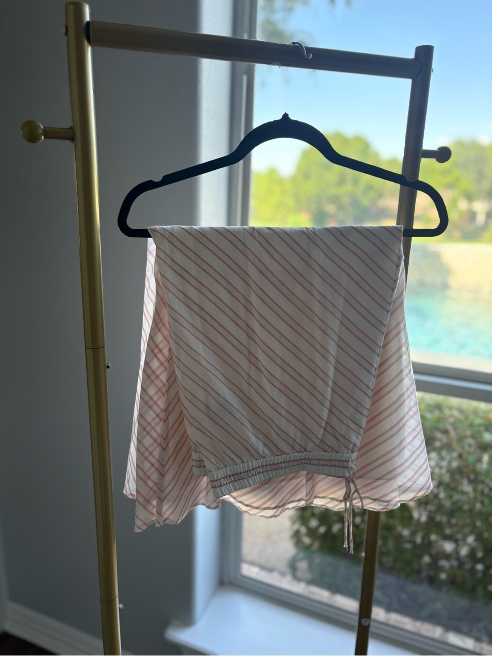 Lauren Ralph Lauren Pink and White Striped Drawstring Skirt